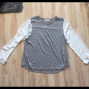 XL Loft Gray Shirt with Blouse Sleeves